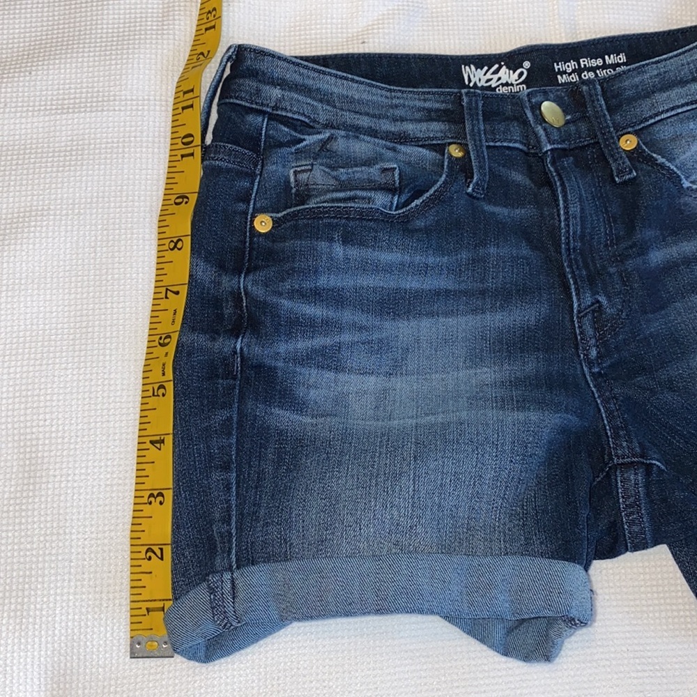 Mossimo High Rise Midi Jeans Shorts Size 0 25 Waist Dark Wash - Picture 9 of 11